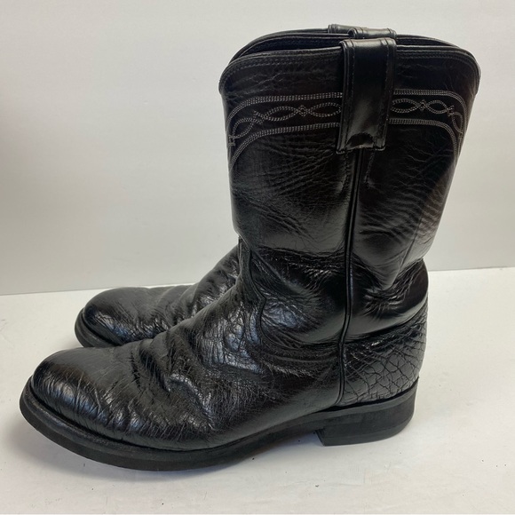 Justin Boots Other - Justin 3172 Mens 10 D Exotic Smooth Ostrich Leather Boots Cowboy Western Black